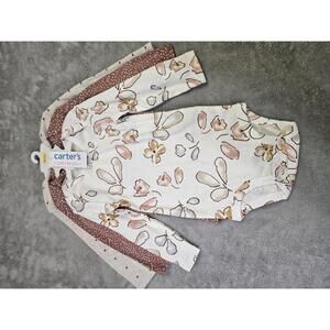 New Carters Long Sleeve One Piece 3pk Cream & Brown Size 12M